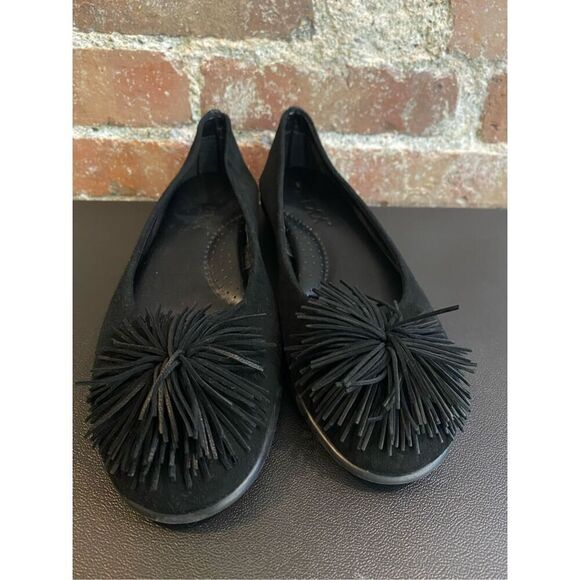 The Flexx Black Suede Leather Ballet Flat Shoe with Pompom Women’s Size 6.5 - Picture 5 of 12